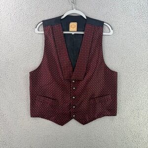 Wah Maker Vest Mens Medium Red Black Diamond Western Victorian Steampunk USA